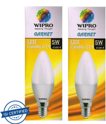 Wipro 5 W Basic Candle E14 LED Bulb(White, Pack of 2)