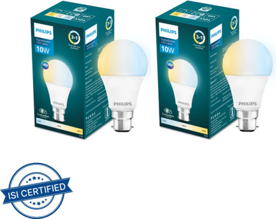 PHILIPS 10 W Multi Watt Round B22 D LED Bulb(Multicolor, Pack of 2)