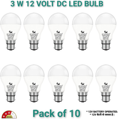 AP Source 3 W Basic Round B22 LED Bulb(White, Pack of 10)
