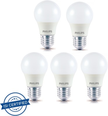 PHILIPS 3 W Round E27 LED Bulb(White, Pack of 5)