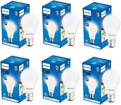 PHILIPS 10 W Standard B22 LED Bulb(White, Pack of 6)