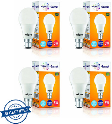 Wipro 3 W Basic Standard B22 LED Bulb(Yellow, Pack of 4)