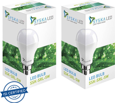 Syska 5 W Basic Standard B22 LED Bulb(White, Pack of 2)
