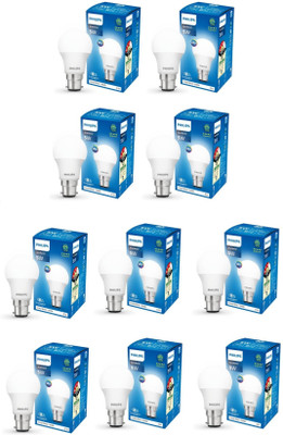 PHILIPS 5 W Basic Round B22 LED Bulb(White, Pack of 10)