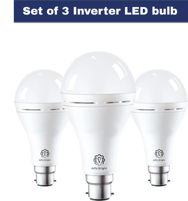 Alfa Bright 12 W Inverter Standard B22 LED Bulb(White, Pack of 3)