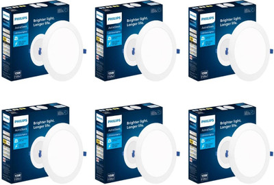 PHILIPS Astra Sleek 15-watt Round Recessed LED Downlighter Cut Out 5.5 inch Cool Day 6Pc Ceiling Light Ceiling Lamp(White)