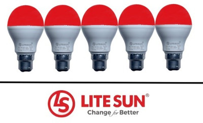 LiteSun 5 W Basic Standard B22 LED Bulb(Red, Pack of 5)