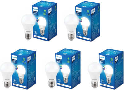 PHILIPS 3 W Basic Round E27 LED Bulb(White, Pack of 5)