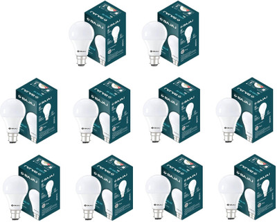 BAJAJ 9 W Basic Round B22 LED Bulb(White, Pack of 10)