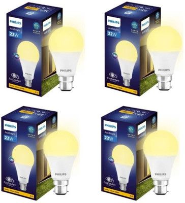 PHILIPS 22 W Basic Round B22 LED Bulb(Yellow, Pack of 4)