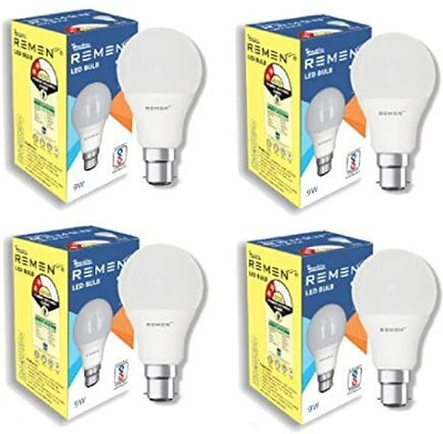 REMEN 9 W Basic Standard B22 LED Bulb(White, Pack of 4)