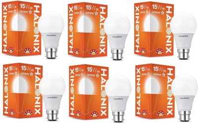 HALONIX 15 W Round B22 LED Bulb(White, Pack of 6)
