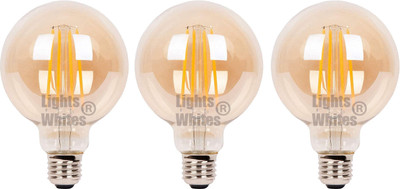 Lights Whites 4 W Basic Round E27 LED Bulb(Yellow, Pack of 3)