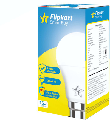 Flipkart SmartBuy 15 W Basic, Eye Safety Compliance Round B22 LED Bulb(White)
