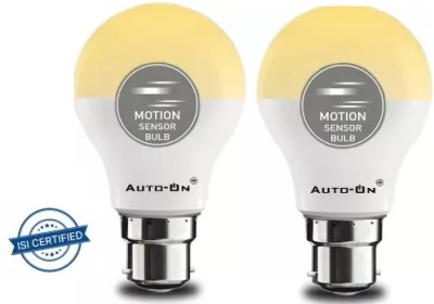auto-on 9 W Round B22 D LED Bulb(Yellow, Pack of 2)