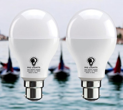 mg lights 12 W Basic Arbitrary B22 LED Bulb(White, Pack of 2)