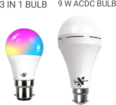 NEW INDIA LIGHTING 9 W Decorative B22 Decorative Bulb(Multicolor, White, Pack of 2)