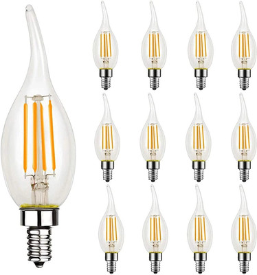 Virya 4 W Basic Candle E14 Flouroscent Bulb(Yellow, Pack of 12)