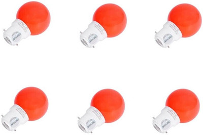 RKTIL 0.5 W Basic Round B22 LED Bulb(Red, Pack of 6)