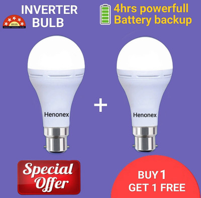 Henonex 12 W Inverter Standard B22 Inverter Bulb(White, Pack of 2)