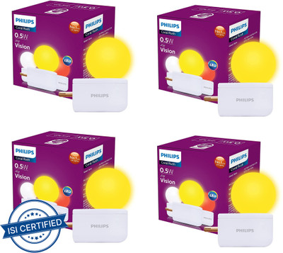 PHILIPS 0.5 W Basic Decorative Plug & Play Night Bulb(Yellow, Pack of 4)