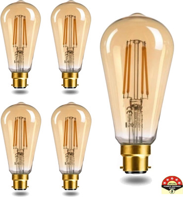 Hybrix 4 W Basic Decorative B22 LED Bulb(Gold, Pack of 5)