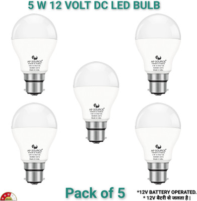 AP Source 5 W Basic Round B22 LED Bulb(White, Pack of 5)