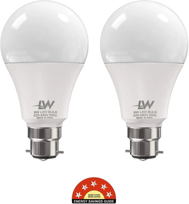 LAZYwindow 9 W Basic Round B22 LED Bulb(White, Pack of 2)