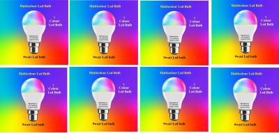 Brightstar 9 W Round B22 LED Bulb(Red, Pink, White, Green, Yellow, Multicolor, Pack of 8)