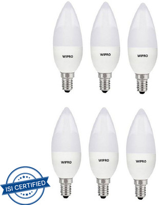 Wipro 3 W Basic Candle E14 LED Bulb(White, Pack of 6)