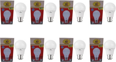 Geefine 12 W Round B22 LED Bulb(White, Pack of 8)