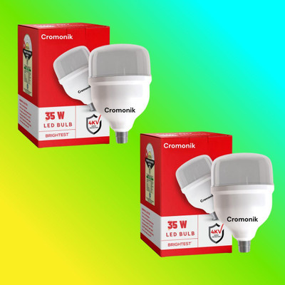 Cromonik 35 W Inverter Round B22 D LED Bulb(White, Pack of 2)