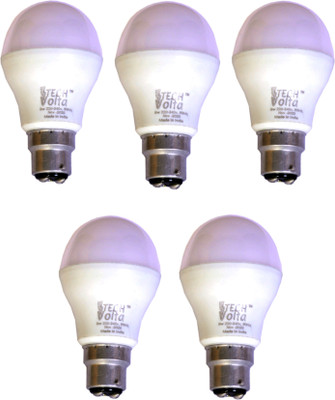 Techvolta 9 W Basic Round B22 LED Bulb(White, Pack of 5)