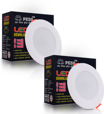 PESQ 5 W Basic Round B22 LED Bulb(White, Pack of 2)