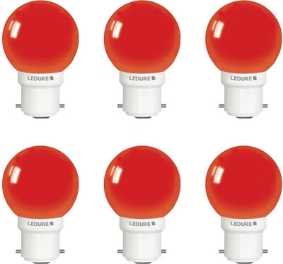 Ledure 0.5 W Basic Round B22 LED Bulb(Red, Pack of 6)