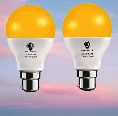 mg lights 5 W Basic Arbitrary B22 LED Bulb(Yellow, Pack of 2)