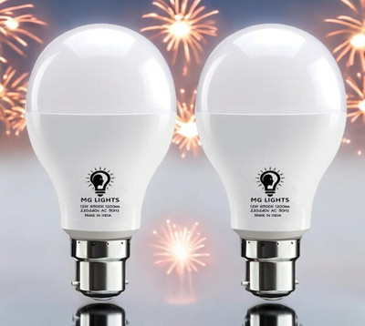 mg lights 12 W Basic Arbitrary B22 LED Bulb(White, Pack of 2)