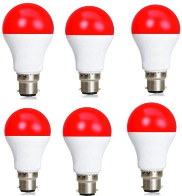MOON & SUN 9 W Round B22 LED Bulb(Red, Pack of 6)