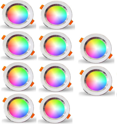 MNLight 9 W Basic Round Plug & Play LED Bulb(Multicolor, Pack of 10)