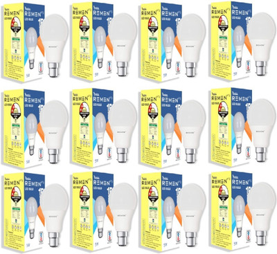 REMEN 5 W Basic Standard B22 LED Bulb(White, Pack of 12)