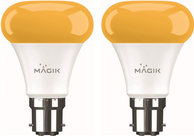 Magik 7 W Basic Standard B22 LED Bulb(Yellow, Pack of 2)