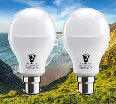 mg lights 12 W Basic Arbitrary B220 LED Bulb(White, Pack of 2)