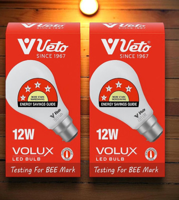 Veto 12 W Basic Round B22 LED Bulb(White, Pack of 2)