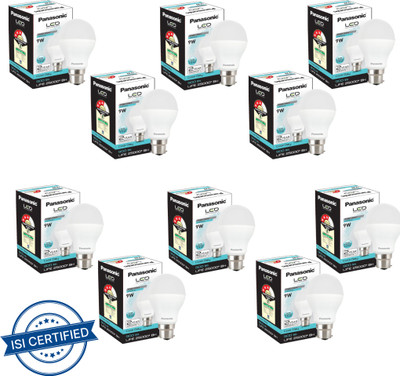 Panasonic 9 W Basic Round B22 LED Bulb(White, Pack of 10)