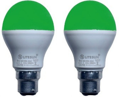 LiteSun 5 W Basic Standard B22 LED Bulb(Green, Pack of 2)