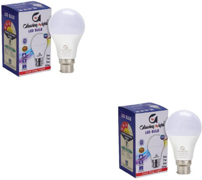 Glowing Night 10 W Basic Round B22 LED Bulb(White, Pack of 2)