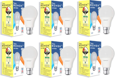 REMEN 5 W Basic Standard B22 LED Bulb(White, Pack of 6)