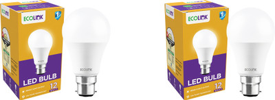EcoLink 12 W Basic Round B22 LED Bulb(White, Pack of 2)