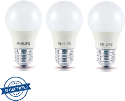 PHILIPS 5 W Basic Round E27 LED Bulb(White, Pack of 3)
