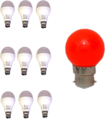 Techvolta 12 W, 0.5 W Basic Round B22 LED Bulb(White, Pack of 10)